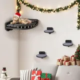 Kletterwand Katzen mit Katzenbett und 3X Katzentreppe Wand [Birkenholz] I Kratzbaum Wand I Hängematte Katze I Katzenwand I Wandkratzbaum - Grau