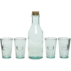 Decoris 4 Trinkgläser mit Karaffe Glas Trinkgeschirr Wasserkaraffe Gläser Geschenkset Gläserset Trinkbecher Wassergläser Saftgläser Limonadengläser