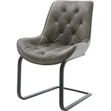 DeLife Polsterstuhl Taimi-Flex, Freischwinger flach Schwarz Mikrofaser Grau Antik grau 57 cm x 85 cm x 62 cm