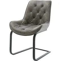 DeLife Polsterstuhl Taimi-Flex, Freischwinger flach Schwarz Mikrofaser Grau Antik grau 57 cm x 85 cm x 62 cm