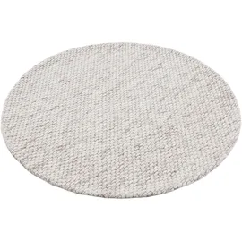 carpetfine Wollteppich Sina beige, H:14mm Ø:80cm, Wolle, Teppiche, grobe Struktur, Zeitloses Design, reine Wolle, Wohnzimmer