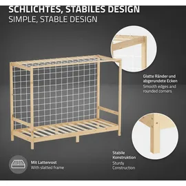 ML-Design Kinderbett Fußballtor Kiefer 90 x 200 cm naturbelassen