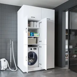 roomartstore.de Dora-II Waschmaschinenschrank 130 x 0 x 0 cm Weiß