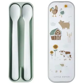Mepal – Fütterlöffel Mepal Mio – Babylöffel – Kleinkind Fütterlöffel – Baby Besteck – Spülmaschinengeeignet – BPA frei – 2er Besteck Set – Little Farm