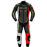 Spidi Track Wind Pro Lederkombi - Schwarz/Weiß/Rot/Neon-Gelb / 48