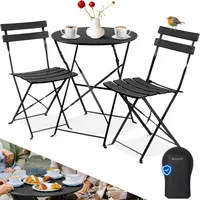 Kesser KESSER® Bistroset 3-teilig Bistrotisch mit 2 klappbaren Stühle Set Balkonset Balkonmöbel Klapp-Möbel Gartenset Sitzgarnitur Gartengarnitur Gartenmöbel Sitzgruppe Metall Bistro Gartentisch inkl. Abdeckung