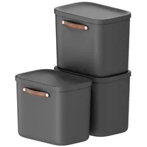 Rotho Stapelbox Maloja 39,5 x 26,5 x 34 cm 3-tlg. schwarz