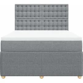 vidaXL Boxspringbett mit Matratze Hellgrau 140x200 cm Stoff