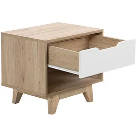 Beliani Nachtschrank Spencer 50 x 40 x 46 cm Braun/Weiß