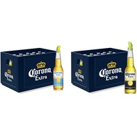 Corona Cero 0,0% Alkoholfrei Premium Lager Flaschenbier, 24er Kiste & Extra Premium Lager Flaschenbier, MEHRWEG im Kasten, Internationales Lager Bier, (24 x 0.355 l)