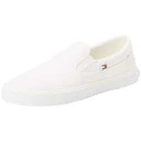 Tommy Hilfiger Damen Vulc Canvas Slip-ON FW0FW08065 Vulkanisierte Sneaker, Weiß (White), 36.5 EU