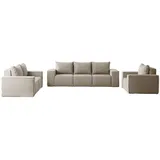 Fun Möbel Sofaset Designersofa ESTELLE 3-2-1 mit Schlaffunktion, in Stoff Poso beige