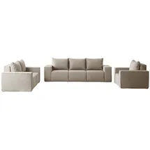 Fun Möbel Sofaset Designersofa ESTELLE 3-2-1 mit Schlaffunktion, in Stoff Poso beige
