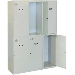 SimonRack DIY Metallschrank mit drei Körpern und sechs Türen. Farbe grau 1800x1200x500 mm