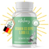 Vitabay - Vitamin D3 Depot 5000 I.E. - 120 Vegane Tabletten - Vitamin D 5000 Hochdosiert Vitamin D3 5000 Vitamin D3 Kapseln Vitamin D Tabletten - Vit D Vitamin D Kapseln Vit D3 Vitamin D3 5000