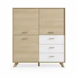 byLIVING Highboard 120 x 131 x 36,5 cm Eiche Bianco / Weiß