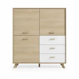 byLIVING Highboard 120 x 131 x 36,5 cm Eiche Bianco / Weiß