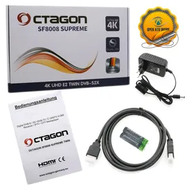 Octagon SF8008 4K TWIN SUPREME V3 UHD E2 2xDVB-S2X Linux PVR Twin Sat Receiver mit 2.4/5G Dual-Band WiFi + 4TB M2 SSD
