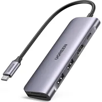 Ugreen 6-in-1 USB C Dockingstation + USB Hub, Silber