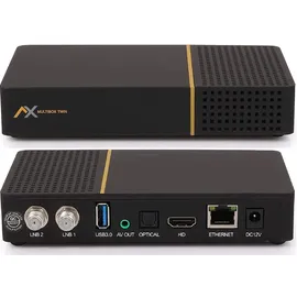 Ax Multibox Twin SE (Second Edition mit WiFi) 4K UHD E2 Linux Sat Receiver mit PVR Aufnahmefunktion Timeshift, UNICABLE, USB, LAN, WLAN, HDMI, H.265 HDR, Astra Hotbird Sortiert
