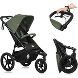 lionelo AZURA Jogging-Kinderwagen von 6 Monaten bis 22 kg Dreirad-Jogging-Kinderwagen Verstellbare Rückenlehne in eine Liegeposition Große Lufträder Vollständige Stoßdämpfung XXL-Verdeck