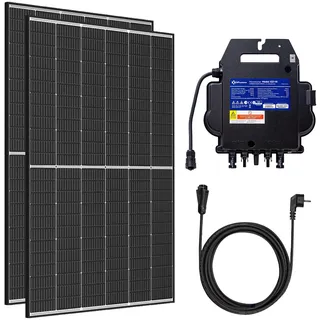 HANTECH Balkonkraftwerk 800W mit 2 x 445W Vertex S+ Modulen (TSM 445 NEG9R 28) +1 x Apsystems EZ1-M 800W Mikrowechselrichter mit 5m Schukokabel – Plug & Play System, Minisolaranlage