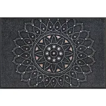 Wash+Dry FUßMATTE Purnima, Anthrazit, Beige, Textil, Ornament, rechteckig, 50x75 cm, Oeko-Tex® Standard 100, für Fußbodenheizung geeignet, lichtunempfindlich, rutschfest, Teppiche & Böden, Fuß & Stufenmatten, Fußmatten und Schmutzfangmatten