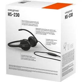 Creative Labs Creative HS-230 USB- & 3,5-mm-On-Ear-Headset mit Geräuschunterdrückendem Mikrofon, Integrierter Stummschaltung/Lautstärkeregelung, Plug-and-Play für Videokonferenzen