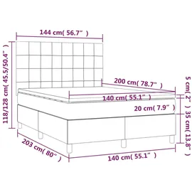 vidaXL Boxspringbett mit Matratze Dunkelgrau 140x200 cm Stoff1397830