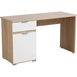INOSIGN Schreibtisch "Jan", braun (sonoma eiche, opaque weiß), B:130cm H:75,5cm T:50cm, Tische, Schreibtisch, in Scandi Optik, Home Office geeignet