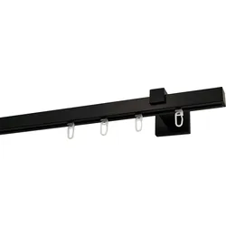 Gardinenstange GARESA "Nora", schwarz, L:390cm, Aluminium, Gardinenstangen, Vorhanggarnitur, einfache Montage an die Wand, verlängerbar, Kappe