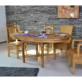 MiaMöbel Mexico Esstisch 120cm - rund, Ausziehbar Massivholz Pinie Mexiko Möbel Mexikanisch