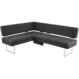 K+W Komfort & Wohnen Eckbank K+W KOMFORT & WOHNEN, schwarz (schwarz 81), B:158cm H:89cm T:199cm, Sitzbänke, Eckbank, langer Schenkel links oder rechts, mit dekorativen Distanzhalter