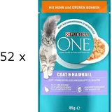 52 x 85 g Purina ONE Coat and Hairball (€ 11,30/kg) mit Huhn, grünen Bohnen