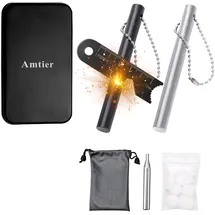 Amtier Feuerstahl Feuerstein Survival, Magnesium Ferrocium Rod Firesteel mit Scale Scraper & Brennen Baumwolle, Outdoor Emergency Survival Tool für Reisen