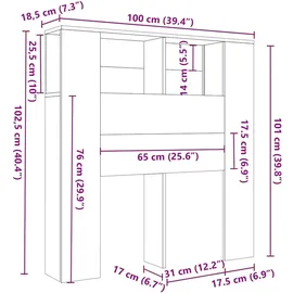 vidaXL Kopfteil mit Ablagen Schwarz