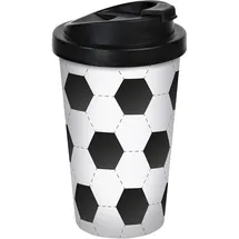 Geda Labels infinite by GEDA LABELS (INFKH) Fußball Ballmotiv Coffee to go Becher, Thermosbecher, Mehrwegbecher, PP, Schwarz/weiß, 400 ml
