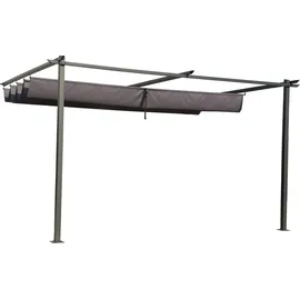 Habitat et Jardin Anbaupergola mit ausziehbarem Dach - 3 x 4 m - Anthrazitgrau - Grau