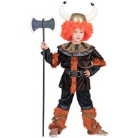 Funny Fashion Wikinger-Kostüm "Raudur" für Kinder - Anzug mit Fellbesatz Schwarz Braun braun|schwarz 164