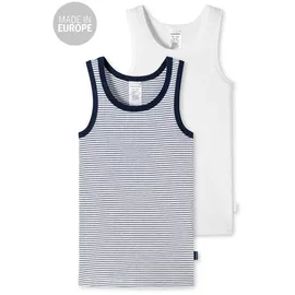 SCHIESSER Unterhemd 2er-Pack (173114-923) weiß/navy