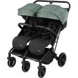 BabyGO Zwillingsbuggy "Zwillingskinderwagen GOTwice", Kinder, grün (grün melange), Kinderwagen, mit drei schwenkbaren Vorderrädern