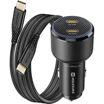 Swissten Swissten, CL Adapter 2x USB-C PD 50W schwarz - Schwarz
