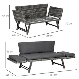 Outsunny Gartensofa 129 x 63 x 67 cm Grau