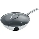 Berndes Wokpfanne 30 cm inkl. Glasdeckel, b.brilliant, Edelstahl in poliert – Gr.: onesize