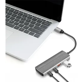 Logilink UA0413 - USB 3.2 Gen2 Hub, 4+1-port, 2x USB-A, 2x USB-C, PD (Power Delivery), 100 W, Space Grau