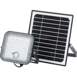 LEDVANCE LED-Solar-Außenleuchte Endura Outdoor schwarz mit Flutlicht und Solar-Panel, 5 m langes Kabel, mit Fernbedienung und PIR-Bewegungsmelder, 10 W, 1400 lm, 4000 K Lichtfarbe, EEK A