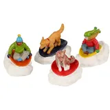 Lemax - Dog Snow Saucer Fun, Set of 4