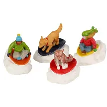 Lemax - Dog Snow Saucer Fun, Set of 4
