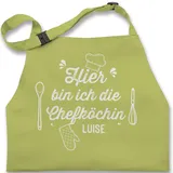 Kinderschürze Schürze Kinder Jungen Mädchen - Kochschürze - Hier bin ich die Chefköchin mit Name I Köchin Geschenk I Geschenk Kochen - 7-14 Jahre - Hellgrün - kinderkochschürze koch - 7-13 Jahre