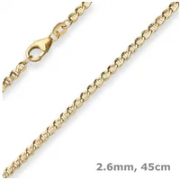 Schmuck Krone Goldkette 2,6mm Panzerstegkette hohl aus 585 Gelbgold 45cm, Gold 585 goldfarben